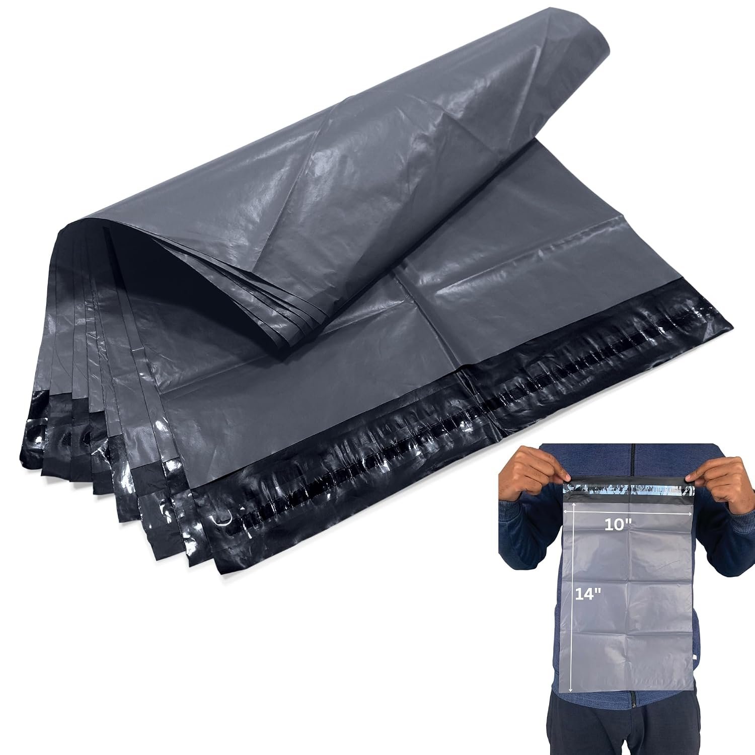 JeeJaan® 500 Mailing Bags 10x14 in Parcel Bags (254 x 354 mm) A4 Poly Mailers Postage Bag Envelope Mailers Strong Recyclable Poly Plastic Envelope for Courier & Shipping Purposes