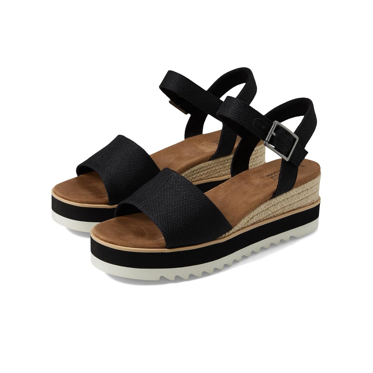 TOMS Women's Diana Sandal, Black Wide Width Heavy Canvas, 10