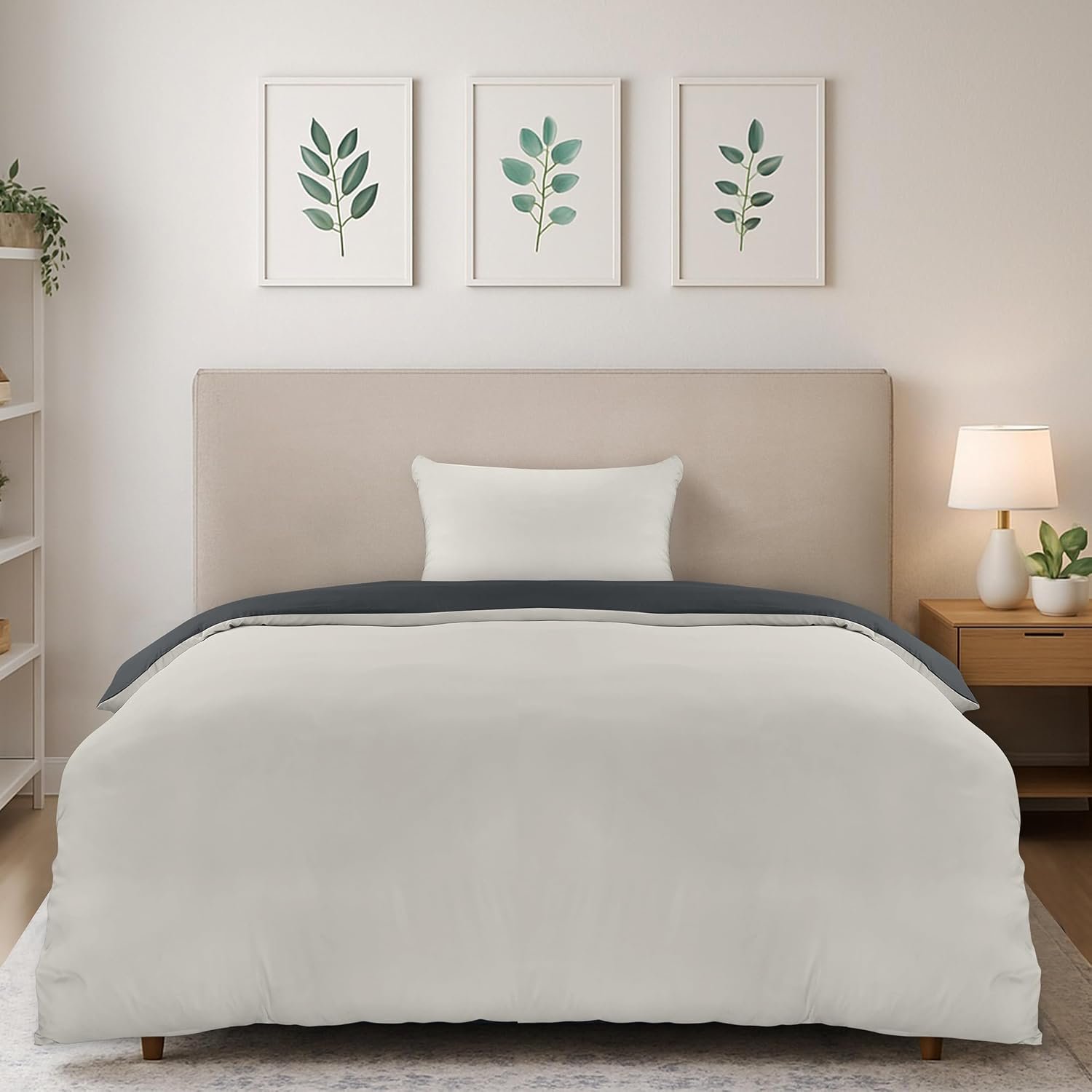 Utopia Bedding Bedding Set 135x200 - Microfiber Duvet Cover 135x200 cm + 1 Pillowcase 80x80 cm - Dark Grey/Light Grey