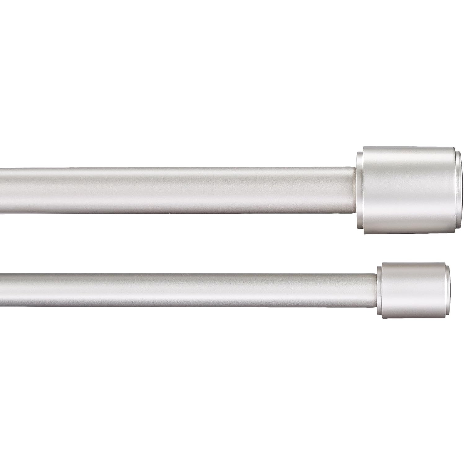 Amazon Basics Extendable Double Window Curtain Pole with Cap Finials, 19 mm Diameter, 91 to 183 cm, Nickel