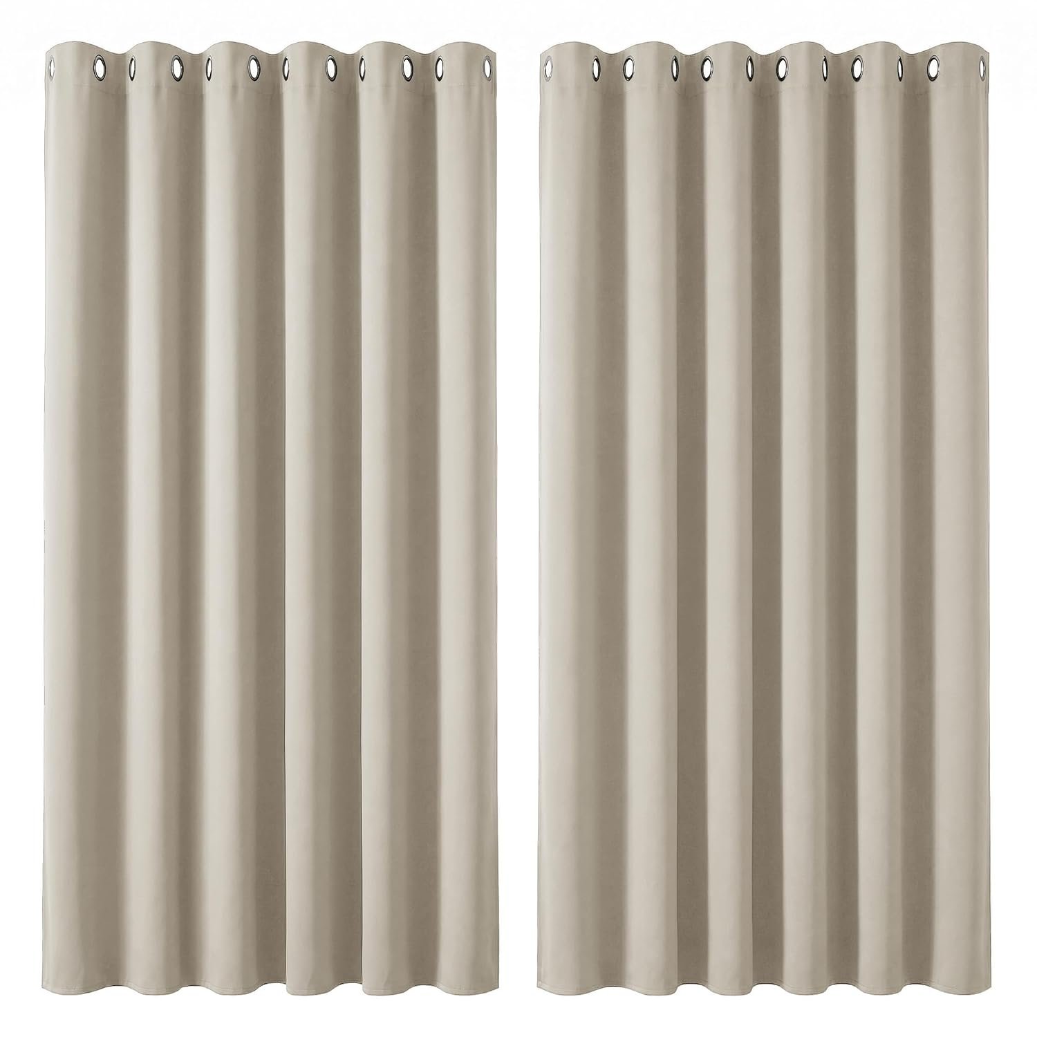 Deconovo Super Soft Thermal Insulated Eyelet Room Darkening Curtains Bedroom 90 x 108 Inch Light Beige 2 Panels
