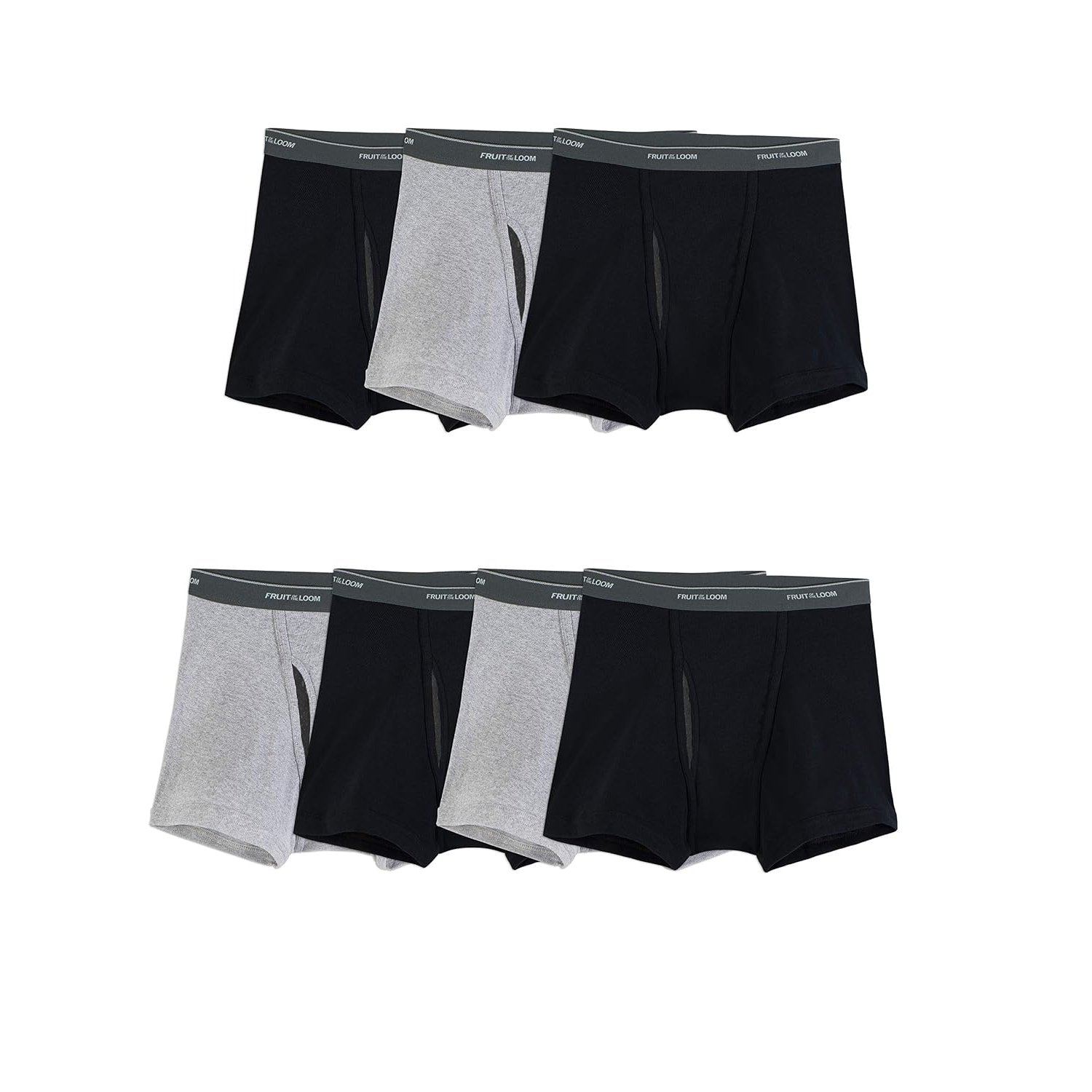 Fruit of the Loom Men's Coolzone Boxer Briefs, Moisture Wicking & Breathable, Assorted Color Multipacks, Short Leg-7 Pack-Black/Gray, XL (Pack of 7)