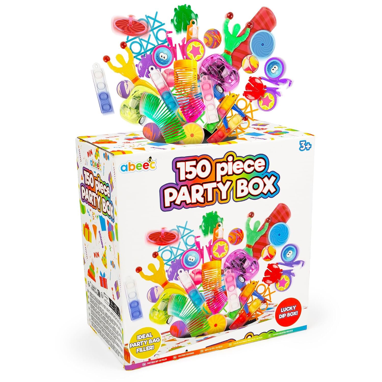 abeec 150 Piece Party Box Lucky Dip Box | Massive Toy Bundle of Mini Party Bag Fillers | Kids 3 + | Perfect for Birthdays, Classroom Rewards, Favours & Lucky Dip Prizes