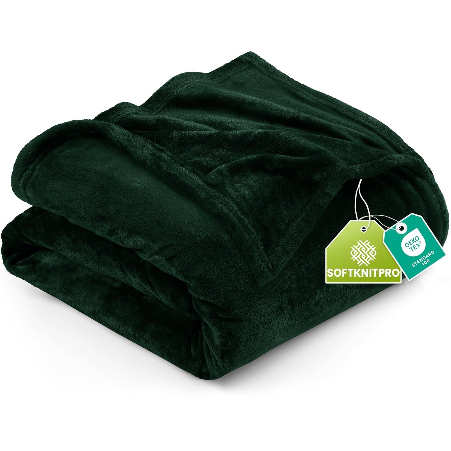 Utopia Bedding Queen Fleece Blanket 228x228cm 300GSM – Soft Fluffy Large Versatile Luxury Decorative Throw For Sofa, Bed & Settees – Cosy Breathable Warm Blanket, All Weather Gift, Forest Green