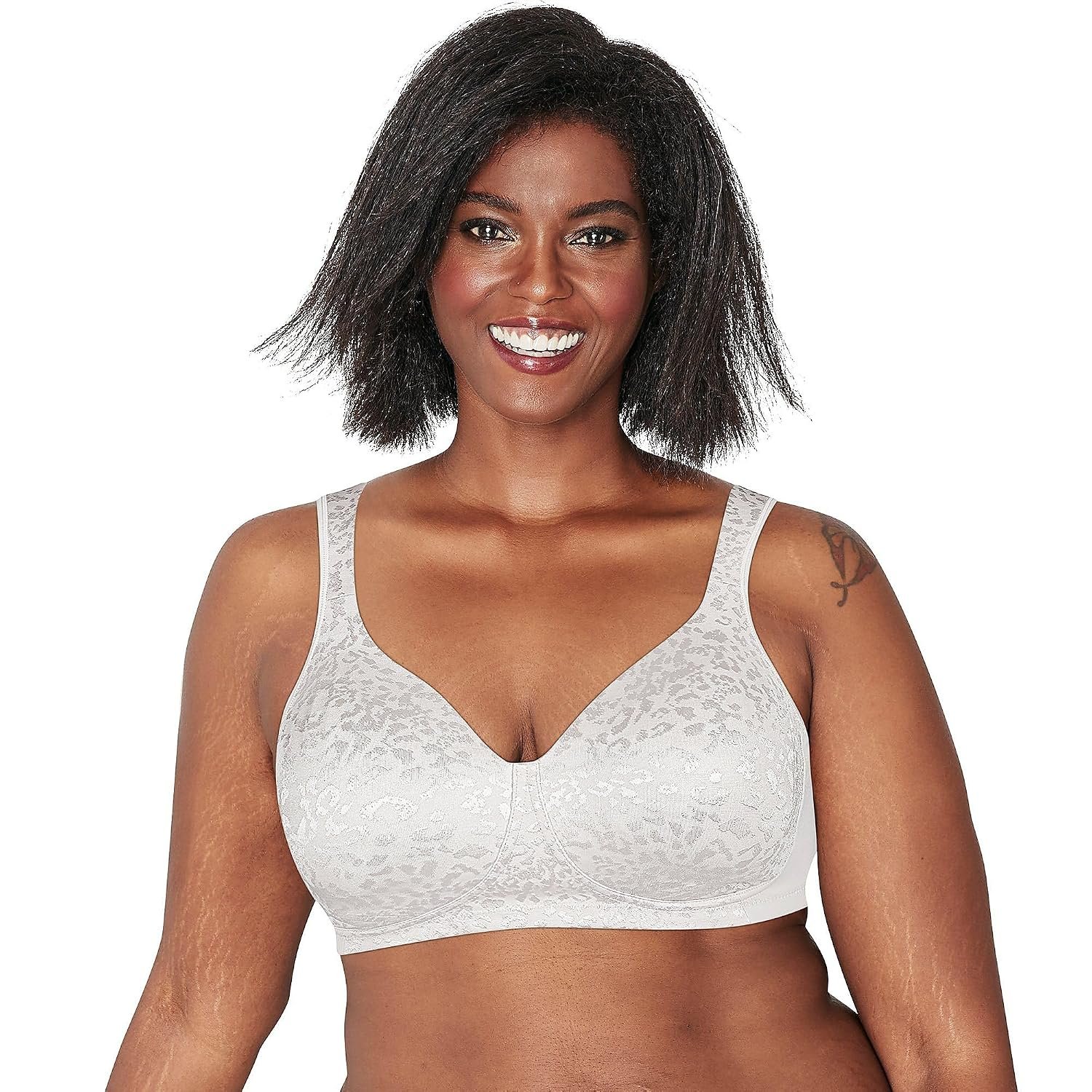 PLAYTEX Womens 18-Hour Ultimate Lift Wireless Full-Coverage Bra, Single or 2-Pack, White Animal, 36B