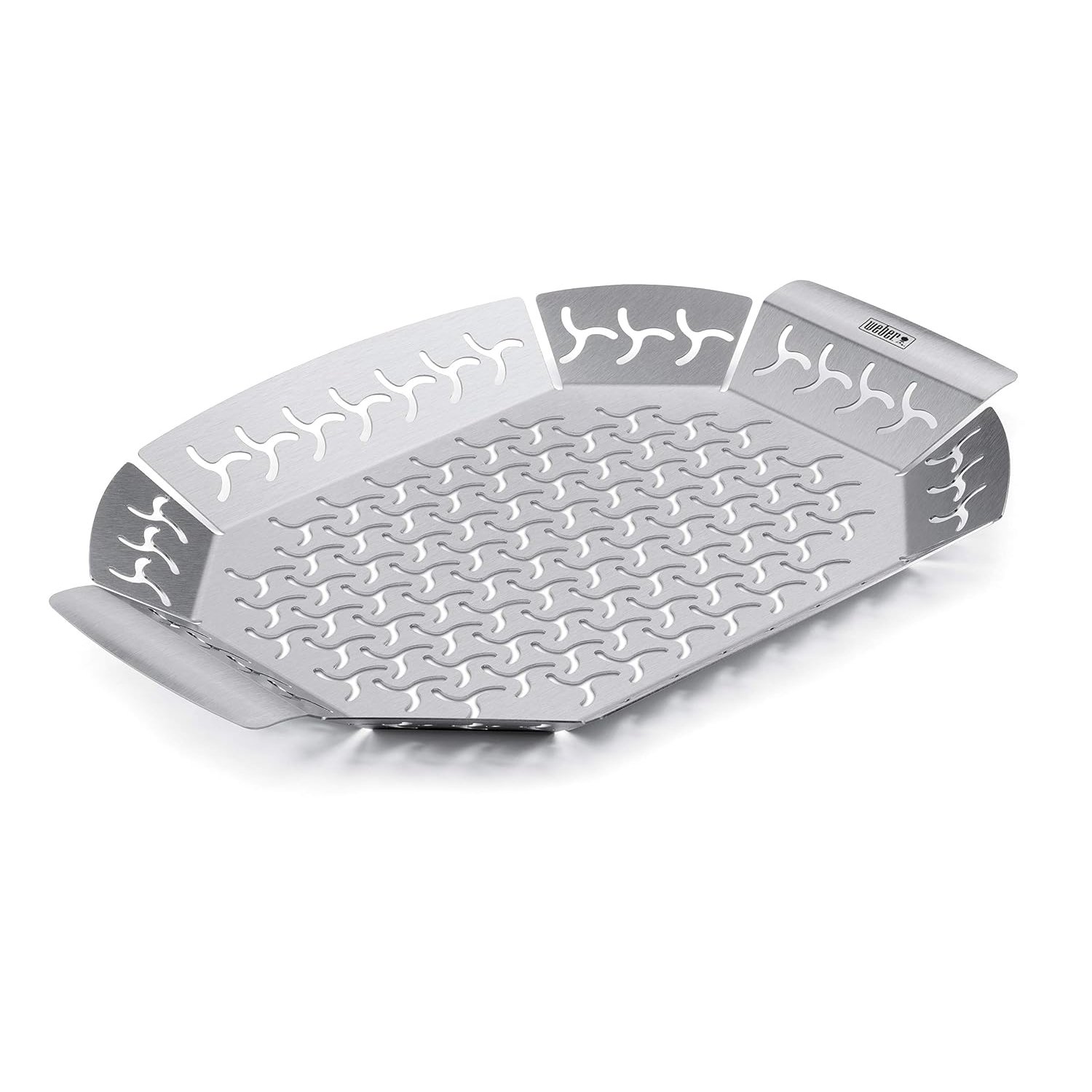 Weber Premium Grill Basket - Large (36 x 26cm), Heat Resistant & Dishwasher Safe BBQ Grill Pan made of Stainless Steel, suitable for all types of grills - Silver (6678)