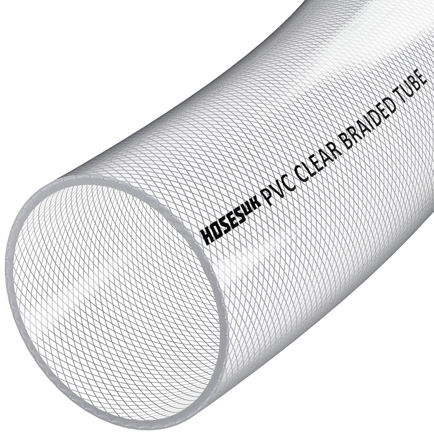 51mm (2") ID PVC Clear Reinforced Braided Air, Water, Oil, Gas, Food Flexible Plastic Hose Tube 15 Metres