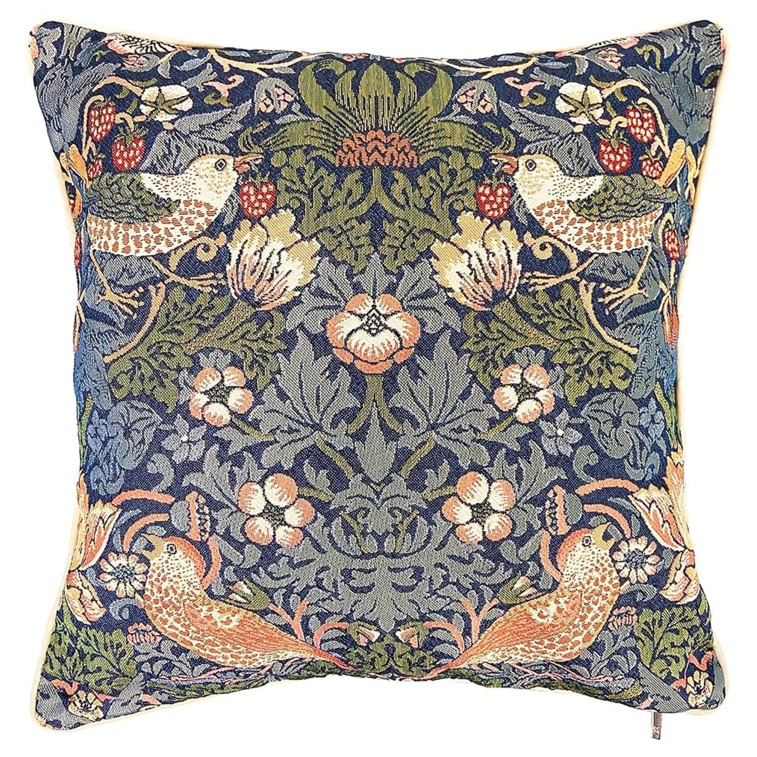 Signare Tapestry Cushion Cover 18 x18 inches 45cm x 45cm Decorative Sofa Cushions with William Morris Design (Strawberry Thief Blue, Cushion Cover ONLY)