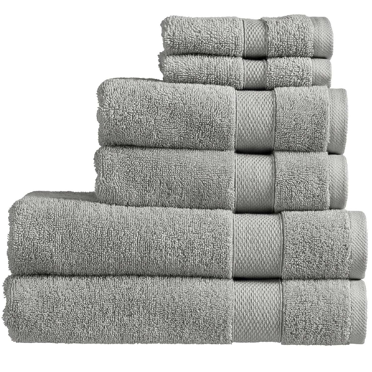 Christy Refresh Bathroom Towel Set | Set of 6 | 2 Bath 2 Hand 2 Face | Quick Dry | Gentle Pastel Tones | Soft Absorbent Shower Towels | 100% Cotton 550GSM | Dove Grey