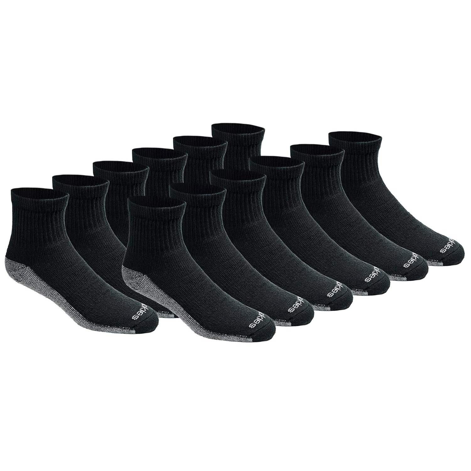 Dickies Men's Multi-pack Dri-tech Moisture Control Quarter Socks, Black (12 Pairs), L UK