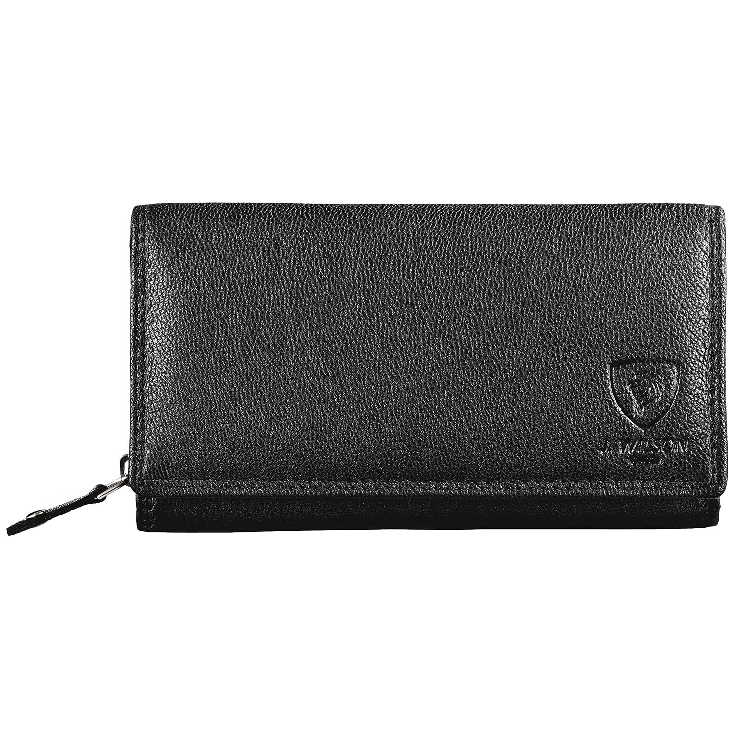 J. Wilson London Ladies Luxury Designer Wallet with Multiple Compartments, Soft Nappa Leather, RFID Blocking Wallet, Zip Pocket, Gift Box Included, M