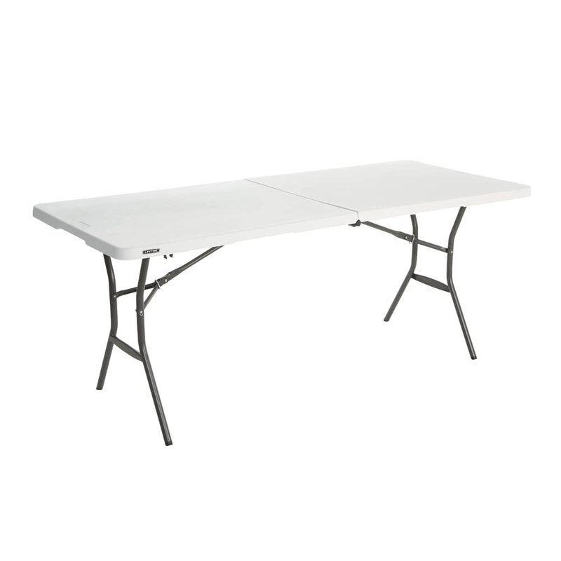 LIFETIME 6 ft/1.83 m Essential Fold-in-Half Table, White Granite