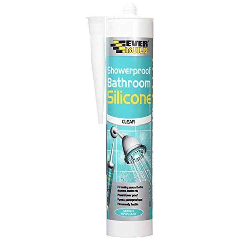 PACK OF 12 EVERBUILD Clear Showerproof Antifungal Bathroom Silicone Sealant