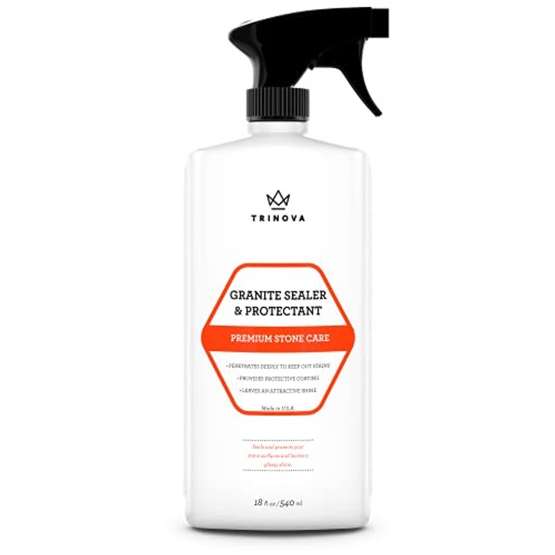 TriNova Granite Sealer & Protector - Best Stone Surface Protectant - Easy Maintenance for Clean Countertops, Tile & Floors - No Streaks, Haze or Water Spots - 18 OZ