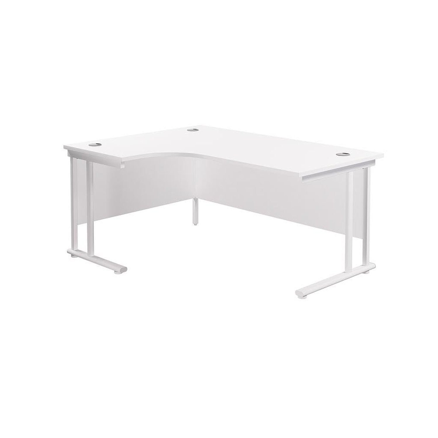 Office Hippo - L Shaped Office Desk 160 x 120cm. Large Corner Computer Desk For Home Office With Integrated Cable Ports, Ideal For Work, Study, Gaming And Hobby Workstation (White/White)