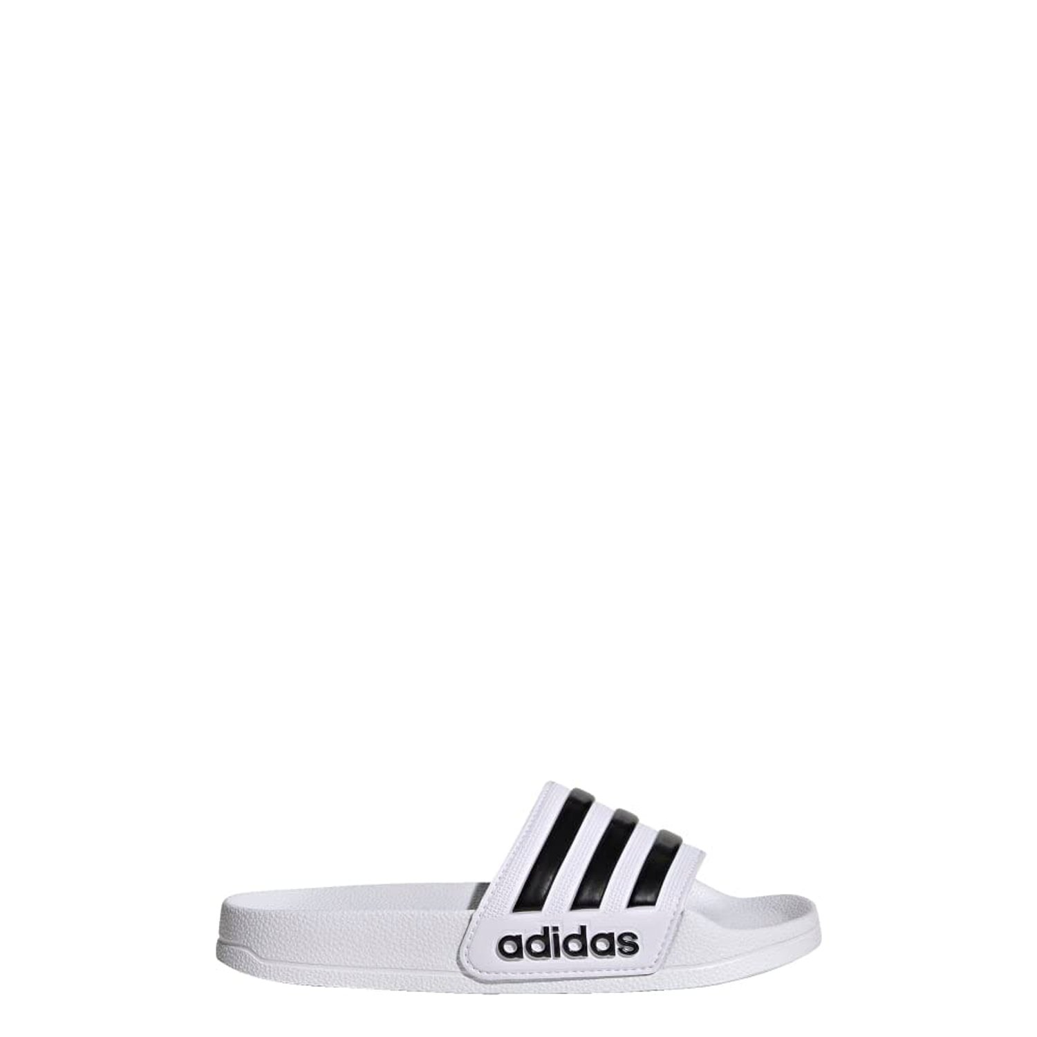 Adilette Slide Sandal - adidas Kids Unisex, white/black/black, 10 Toddler