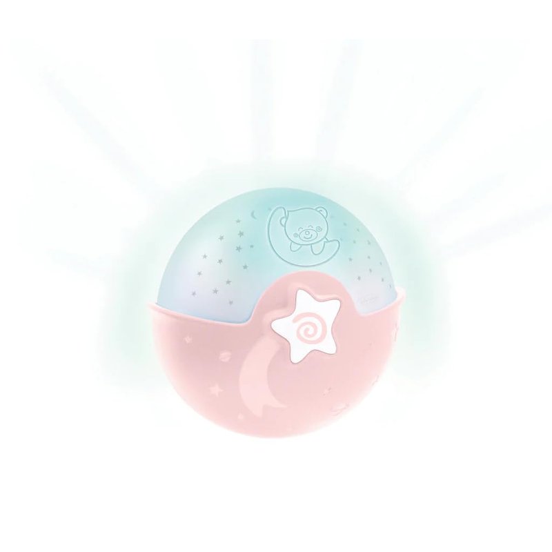 INFANTINO Soothing Light and Projector - Clip-on Crib Night Light with Grow-with-Me Design, Starry Night Projector and Tabletop with Built-in Melodies and Sound Sensors, Pink
