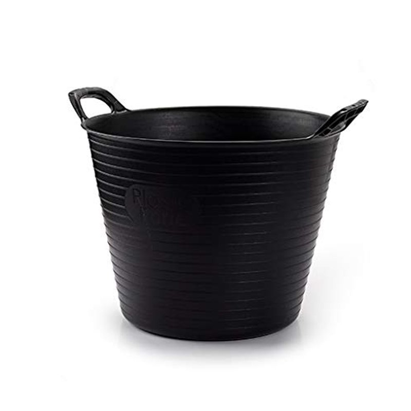 doodle and MOOZE 6x 42 Litre Black Heavy Duty Large Flexi Tub Rubble Container Garden Home Flexible Plastic Storage Bucket (6, Black)