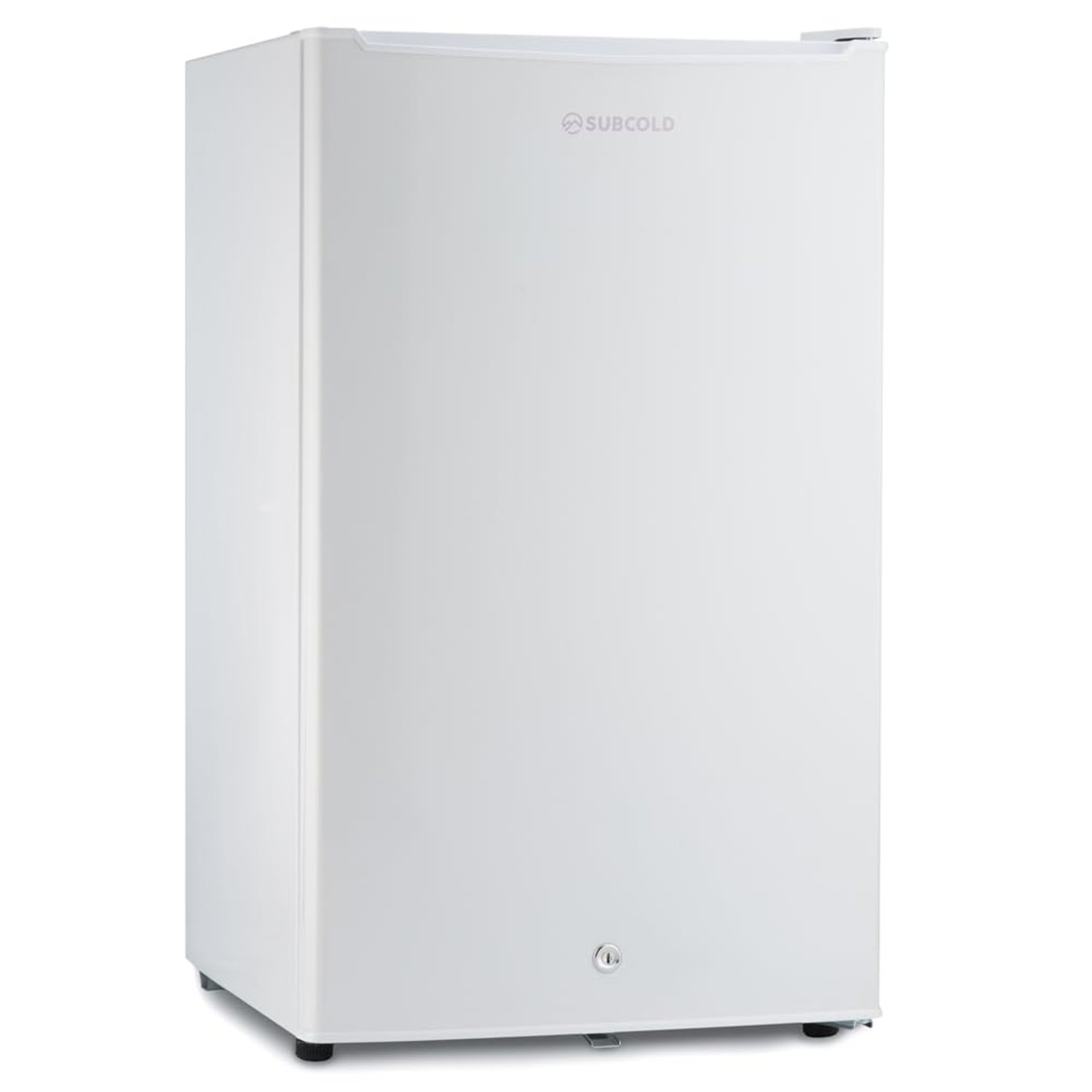Subcold Eco100 LED Under-Counter White Fridge | Freestanding Refrigerator | Solid Door with Chiller Box | LED Light + Lock & Key | Energy Efficient (95L, White)