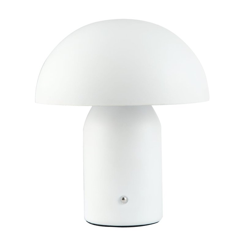 Happy Homewares Modern Rechargeable Mushroom Table Lamp in Mat White - USB-C Cable Included | 3-Step Touch Dimmer | 3600mAh Power | 3w 3000k LED