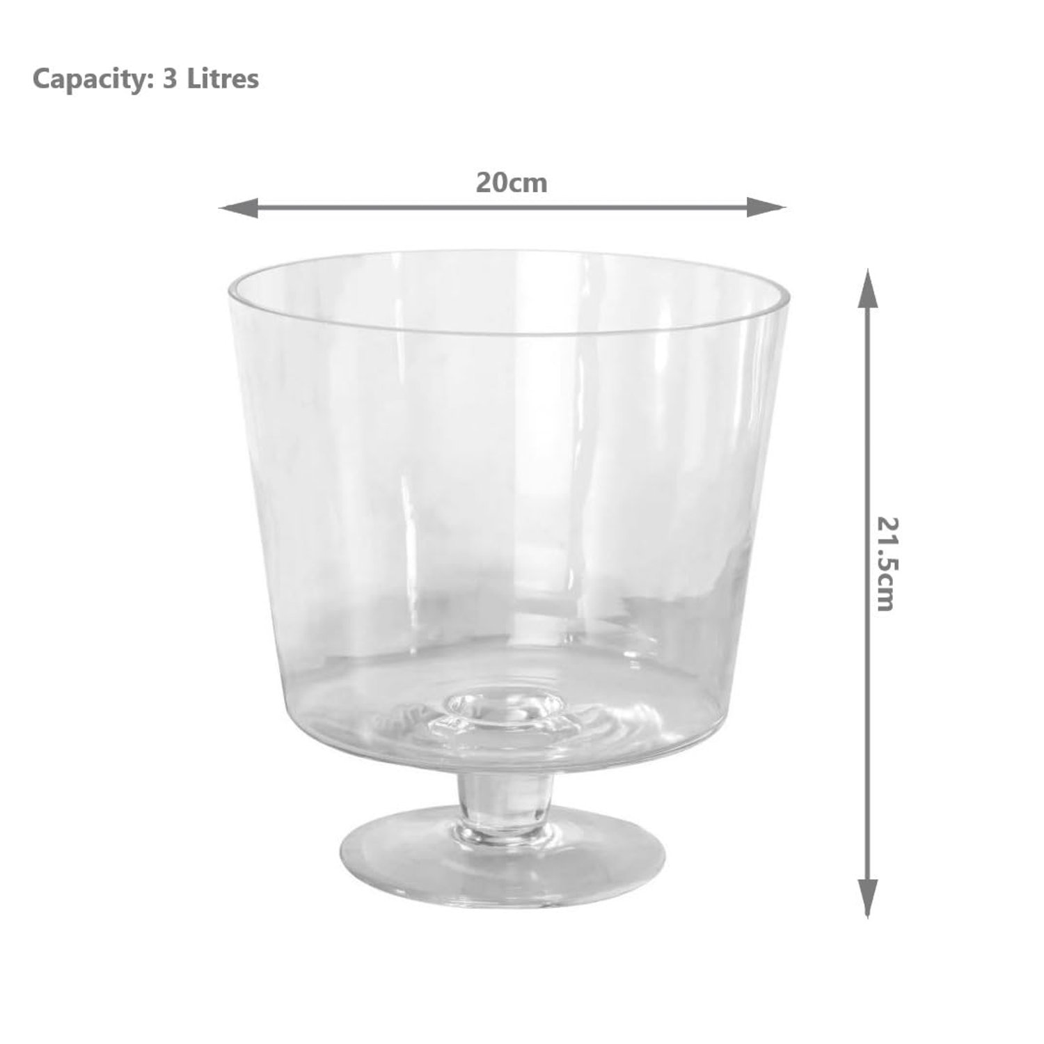 MAGNA RETAIL 3L Footed Glass Trifle Bowl | Fruit Bowl | Stem Glass Serving Dish for Salads, Desserts | Large Gateaux Dessert Dish | Stylish Display for Parties, Weddings, Special Occasions (3 Litre)