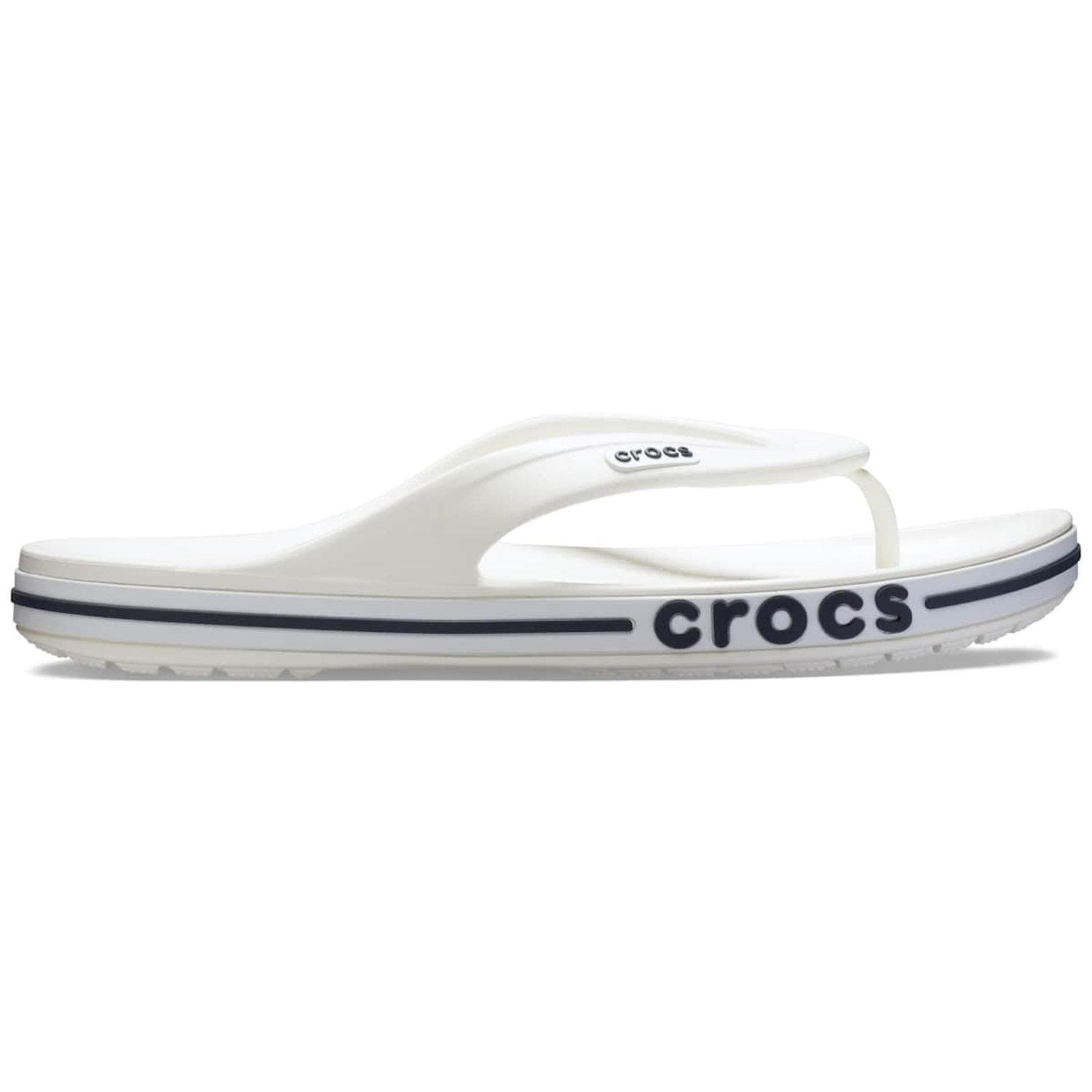 Crocs Unisex Slide, Bayaband Slide, White/Navy, 7 UK Men/ 8 UK Women
