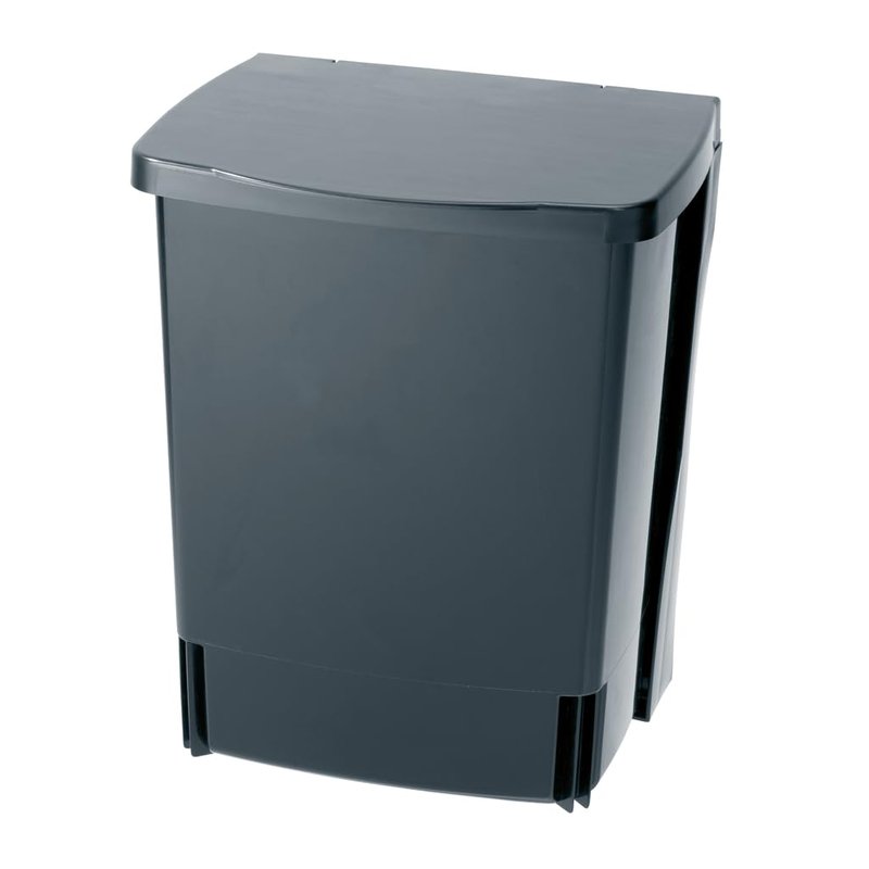 Brabantia Built-in 10L Inside Cupboard Bin (Black) Removable Inner Bucket, Easy to mount, Auto closing, Under Sink Rubbish/Food Waste/Carrier Bag Tidy Storage