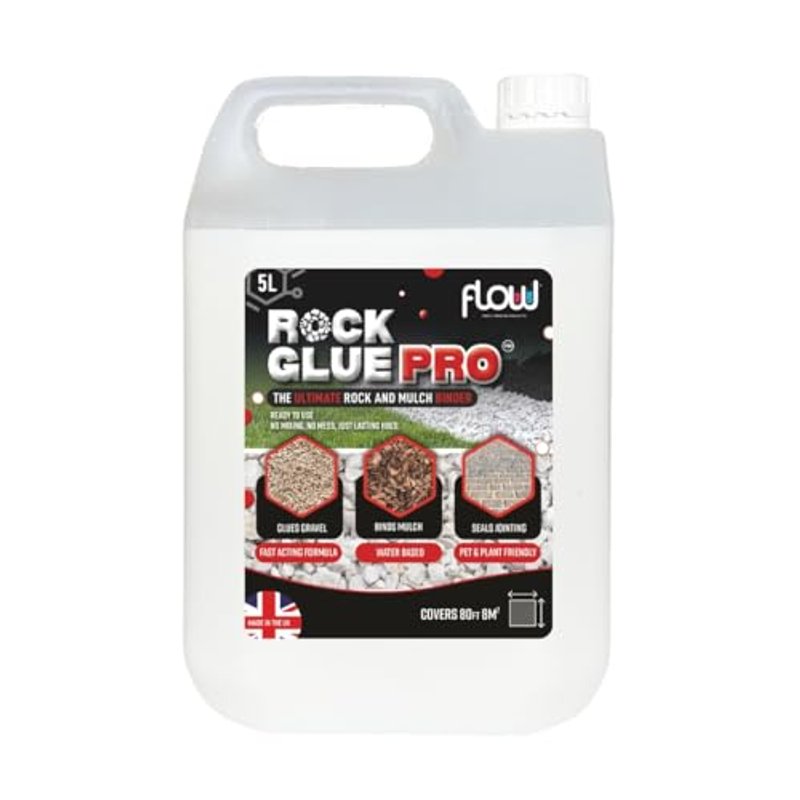 Rock Glue Pro – Heavy-Duty Water-Based Gravel & Mulch Binder for Driveways, Garden Paths | Long-Lasting, Weatherproof, Easy-to-Apply Formula (Clear, 5 Litre)