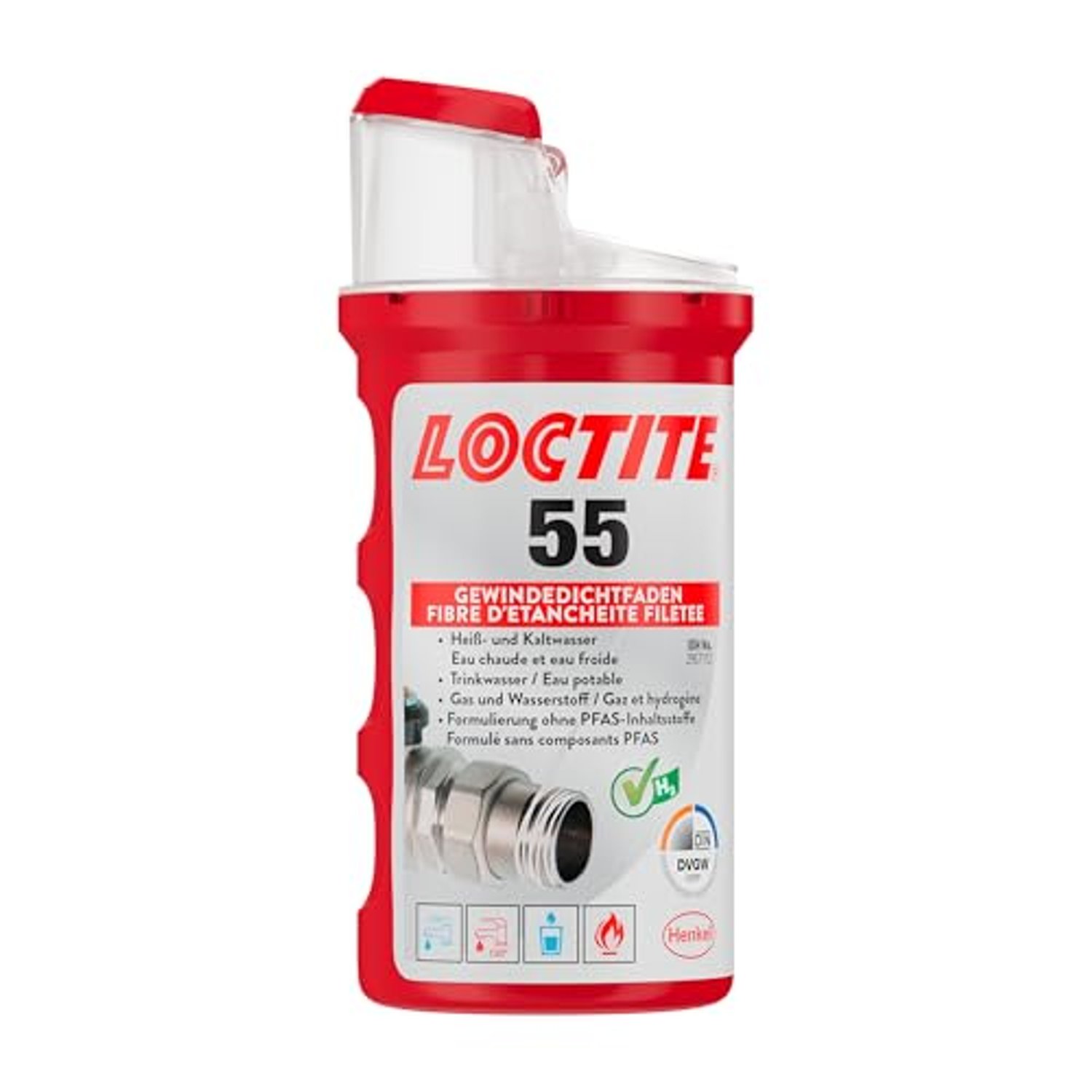 LOCTITE 55, Thread Sealing Thread for Quick Seal, Thread Seal for Pipe Threads and Fittings, for Threads Made of Metal and Plastic, 1 x 160 m