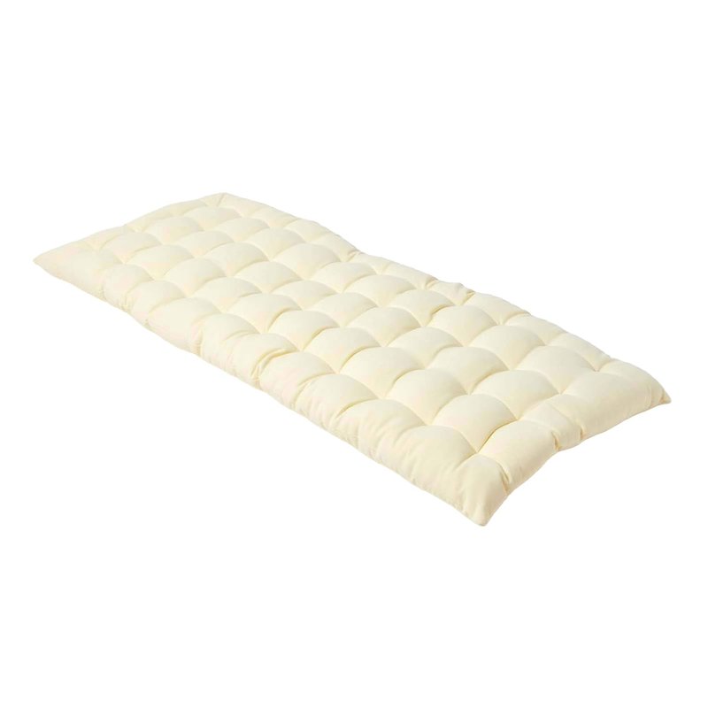 HOMESCAPES Cream Garden Bench Cushion 2 Seater Seat Pad for Patio Furniture Kitchen or Dining Bench Indoor & Outdoor Use Comfortable 100% Cotton Modern Tufted Style Thick Cushion 108cm Wide