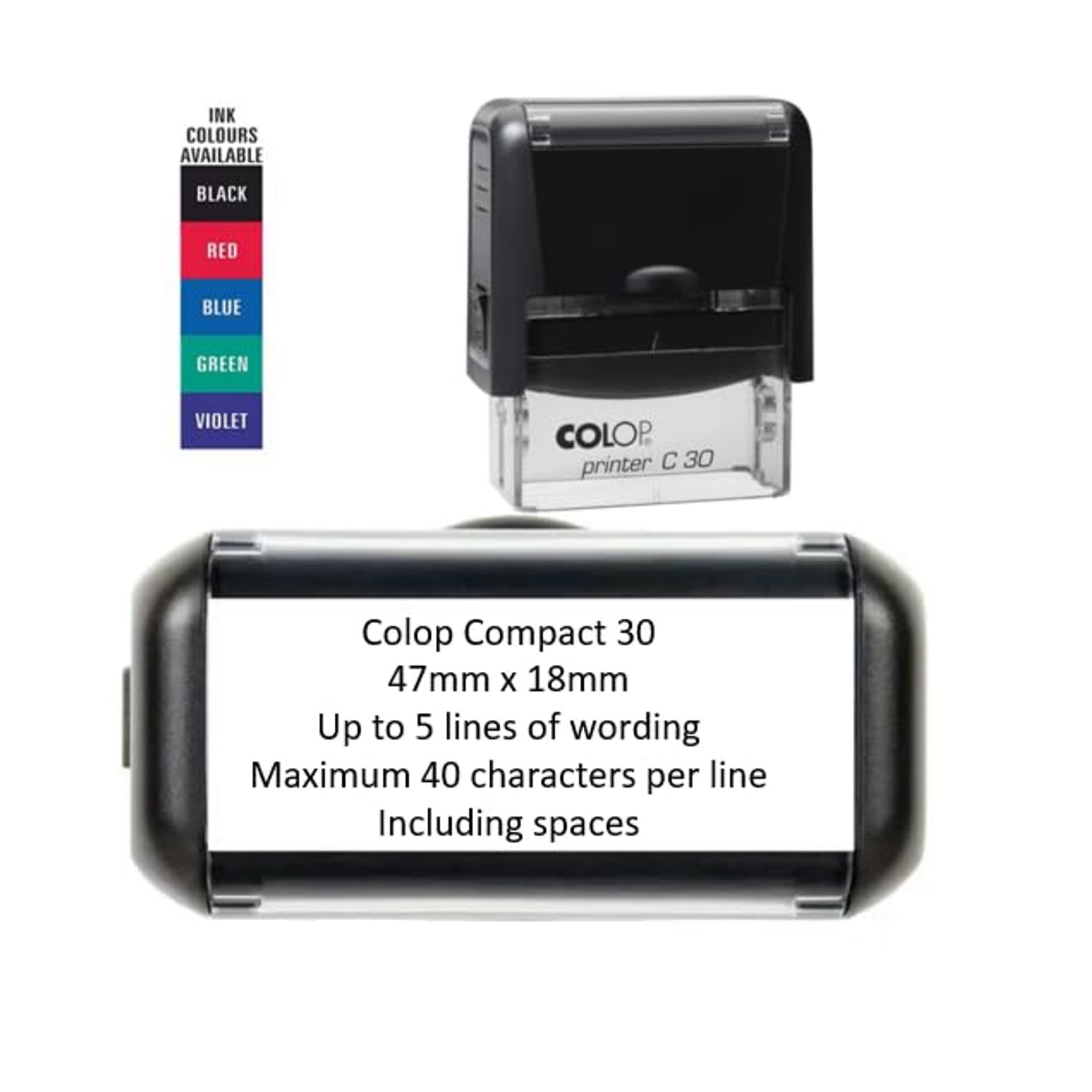 Personalised Custom Made Self-Inking Business Company Address Rubber Ink Stamp - 48mm x 18mm (Up to 5 Lines)