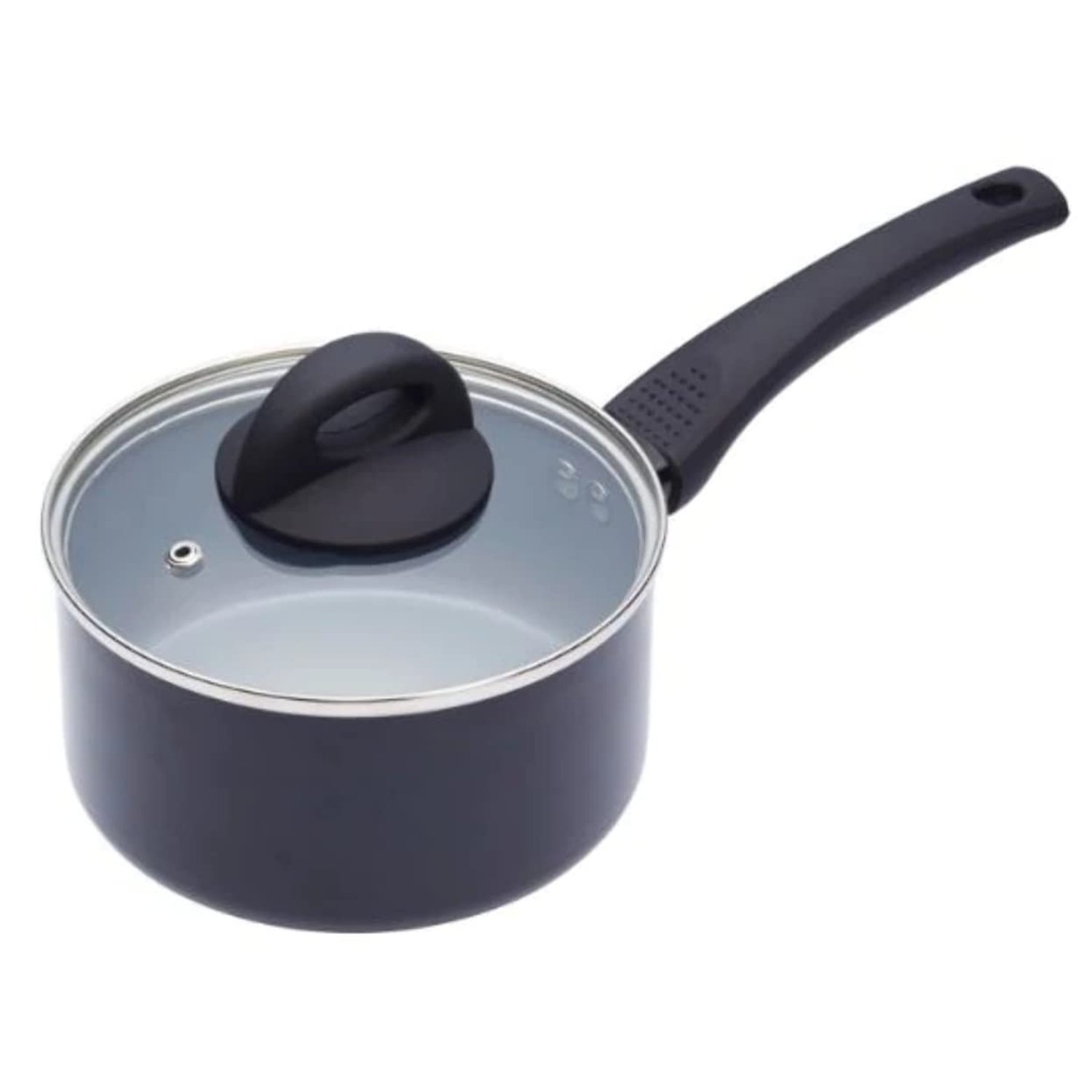 MasterClass Induction-Safe Non-Stick Ceramic Eco Saucepan Tin with PTFE, PFOA and BPA Free Non Stick, 16 cm (6.5"), Black