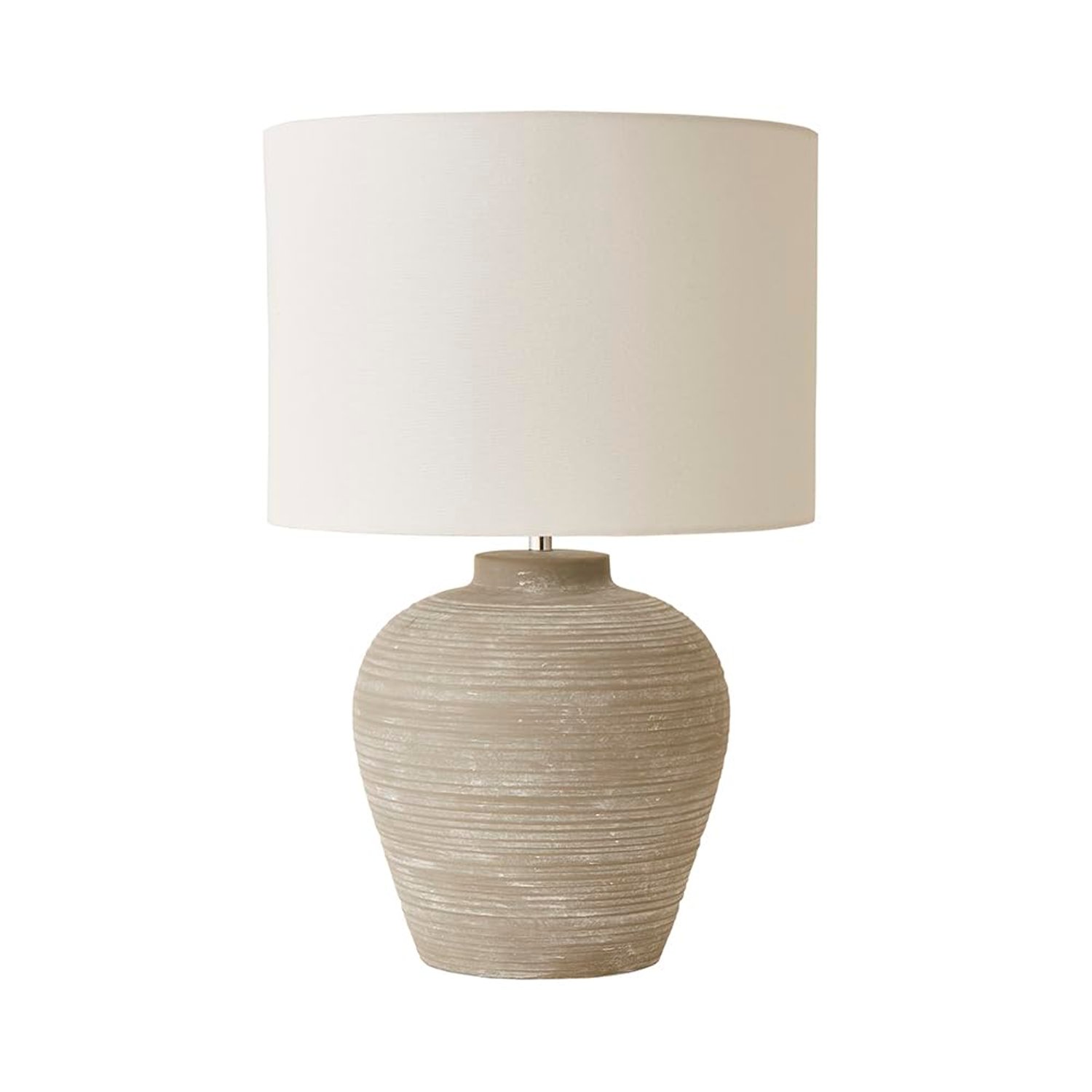 ValueLights | Reid Linen Drum Lamp Shade Stone Grey Ribbed Ceramic Large Table Lamp | Table Lamps, Home Décor & Improvement Essential
