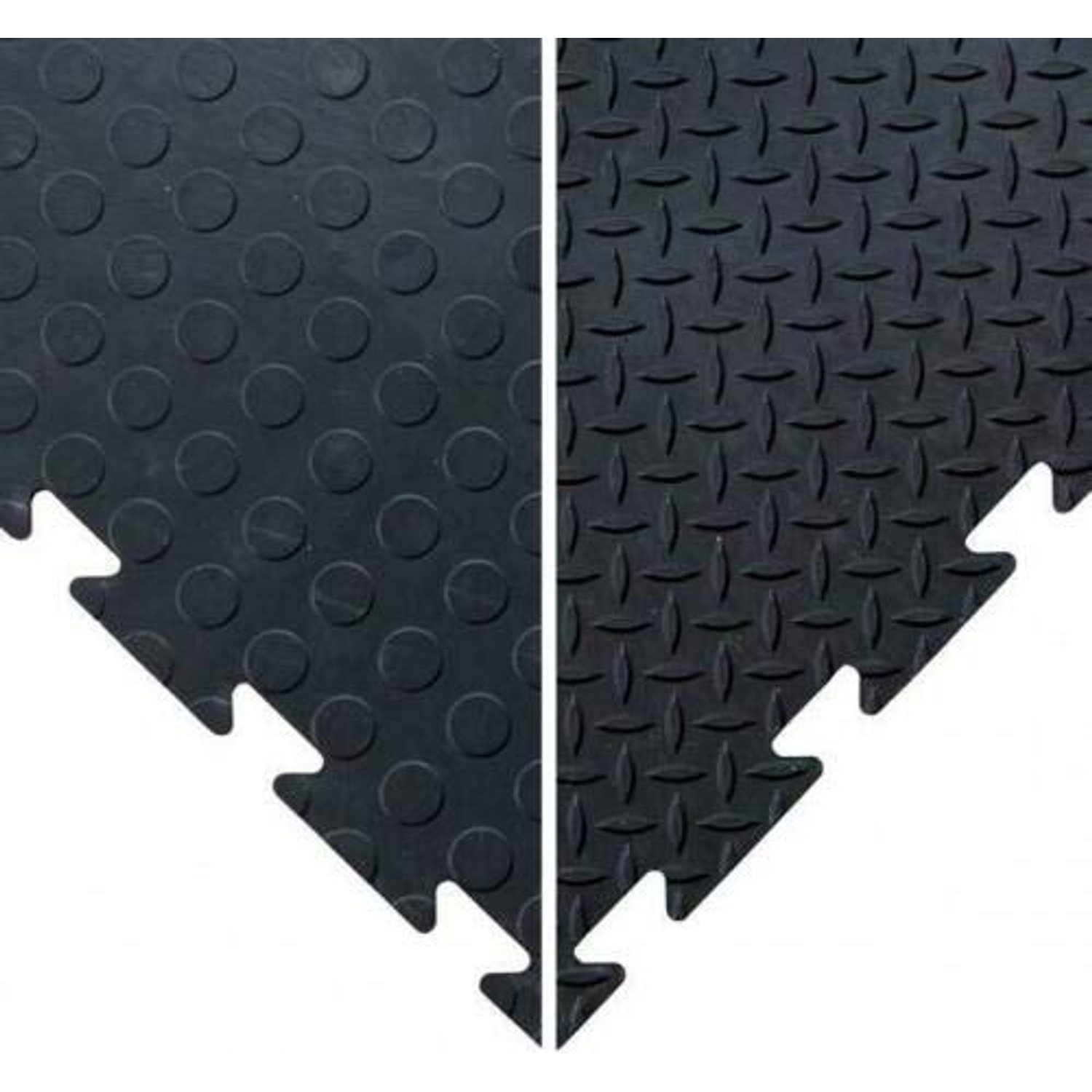 BiGDUG Garage Interlocking Vinyl Floor Tile Packs of 20/40/60 Tiles - 47 x 47cm - 1.2cm Thick - Non Slip Home Gym Workout Workshop Flooring - Durable Easy Lay (60 Black Studded Tiles)
