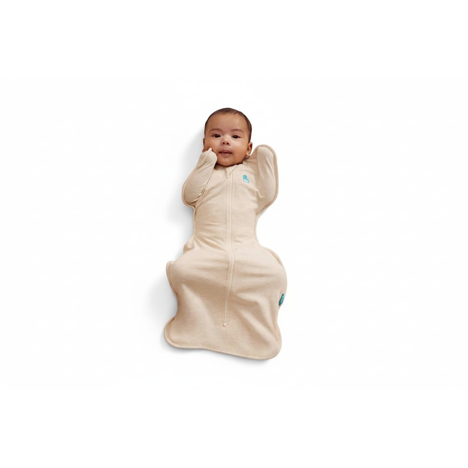 Love To Dream™ Swaddle UP™, Small 3.5–6 kg – Oatmeal | Snug Fit, Supports Healthy Sleep Routine | 1.0 Tog Ideal for Spring & Summer (20–24°C) | Machine Washable Cotton & Double Zip