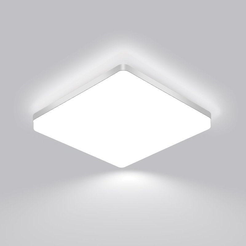 Comely LED Ceiling Light 30x30 cm, 48W Cool White 6500K, Flat White LED Ceiling Light, IP54 Waterproof, Energy Saving, Ultra-Thin, for Bathroom, Kitchen, Office, Hallway, Living Room