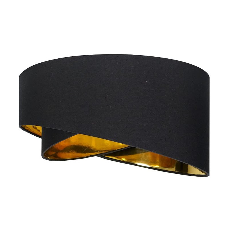 MiniSun | Modern Black and Gold Double Layer Easy Fit Living Room Bedroom Ceiling Pendant Light Shade | Shades & Home Improvements Essential | 40cm Shade Width