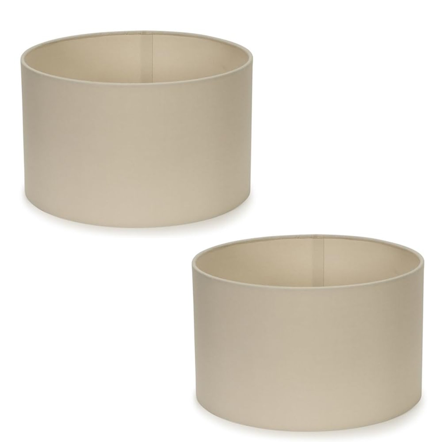 MiniSun | Small Modern Natural Fabric Drum Light Shades | Lamp Shades, Home Décor & Improvement Essential | Set of 2 | 25cm Shade Width