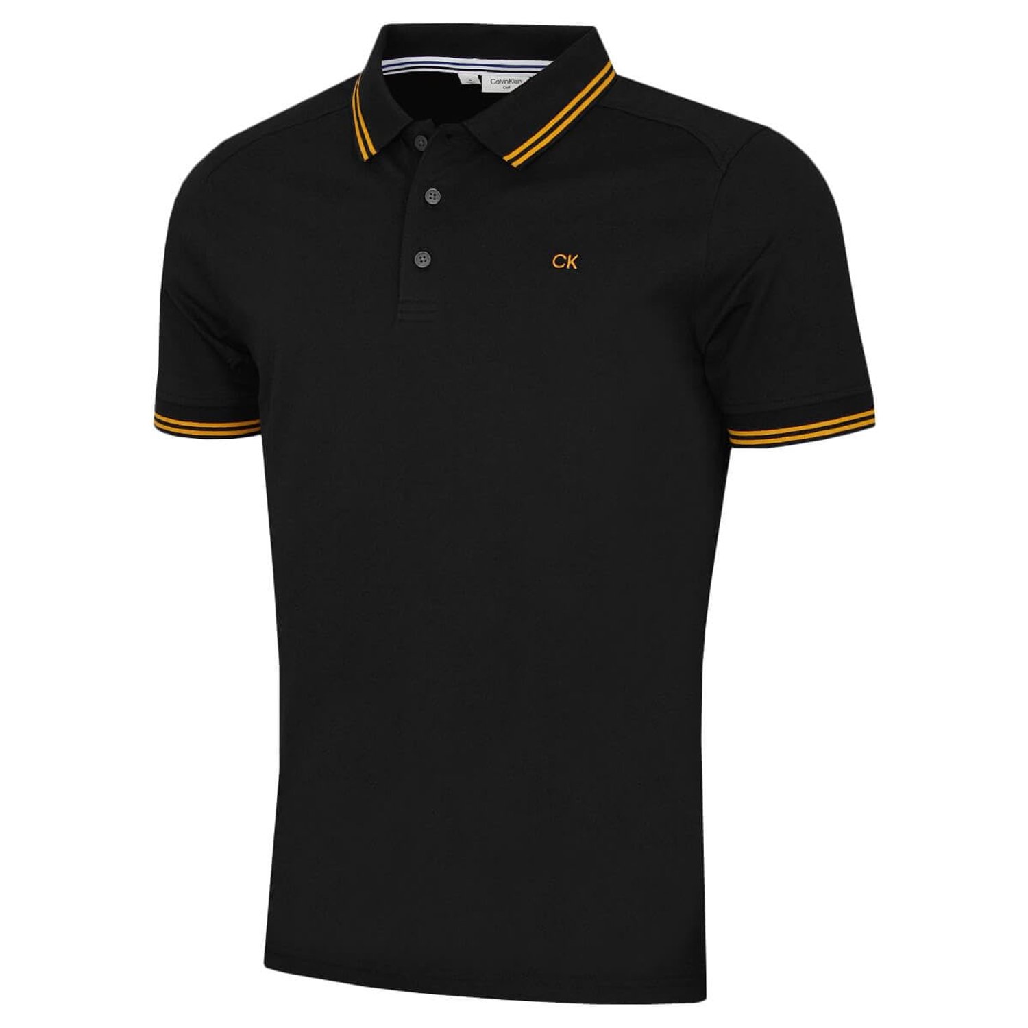 Calvin Klein Mens Campus Tipped Polo Shirt - Black/Gold - L