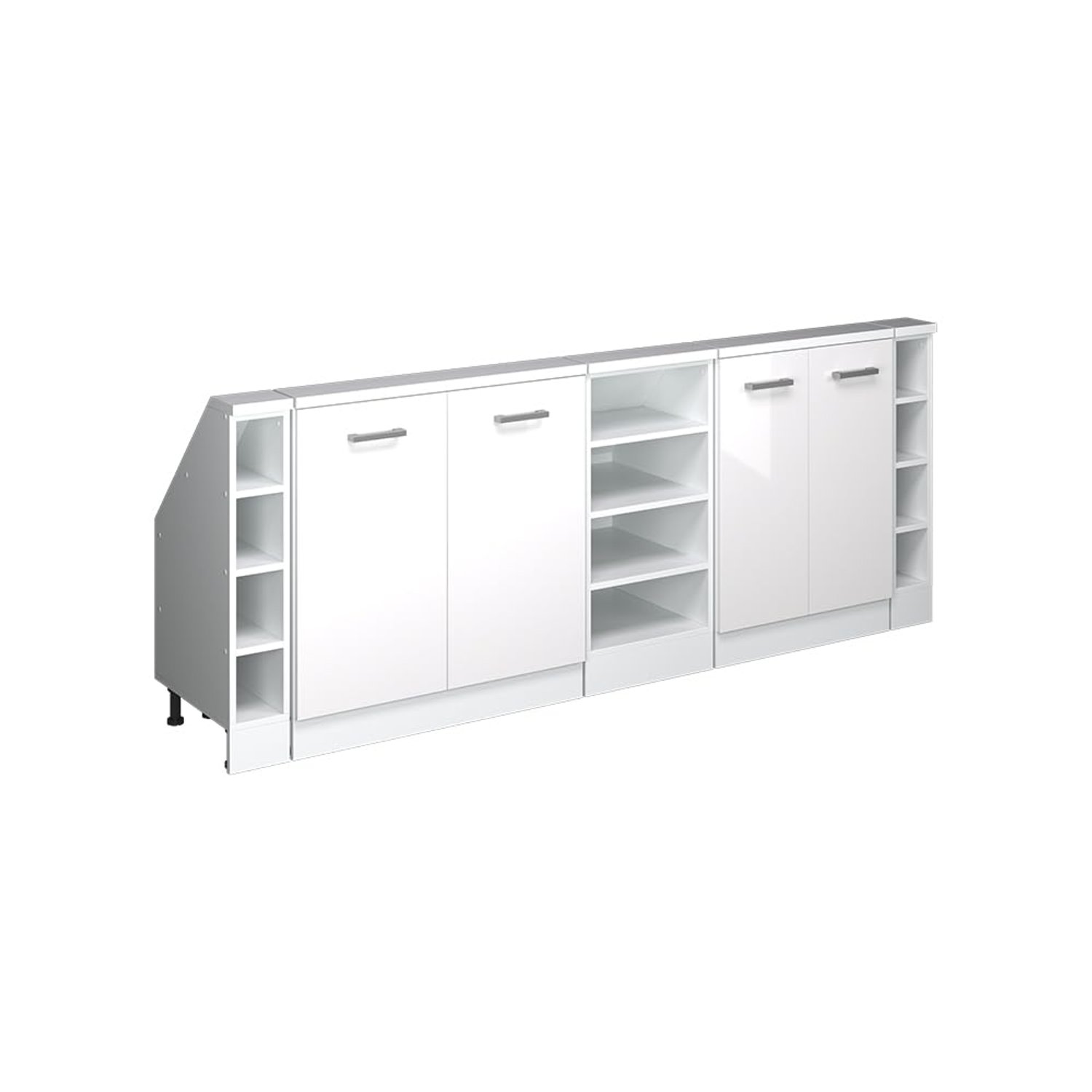 Vicco Wardrobe for sloping ceiling set Rion, White High Gloss/White, W210 x D46 cm Set of 5, space-saving for sloped ceilings
