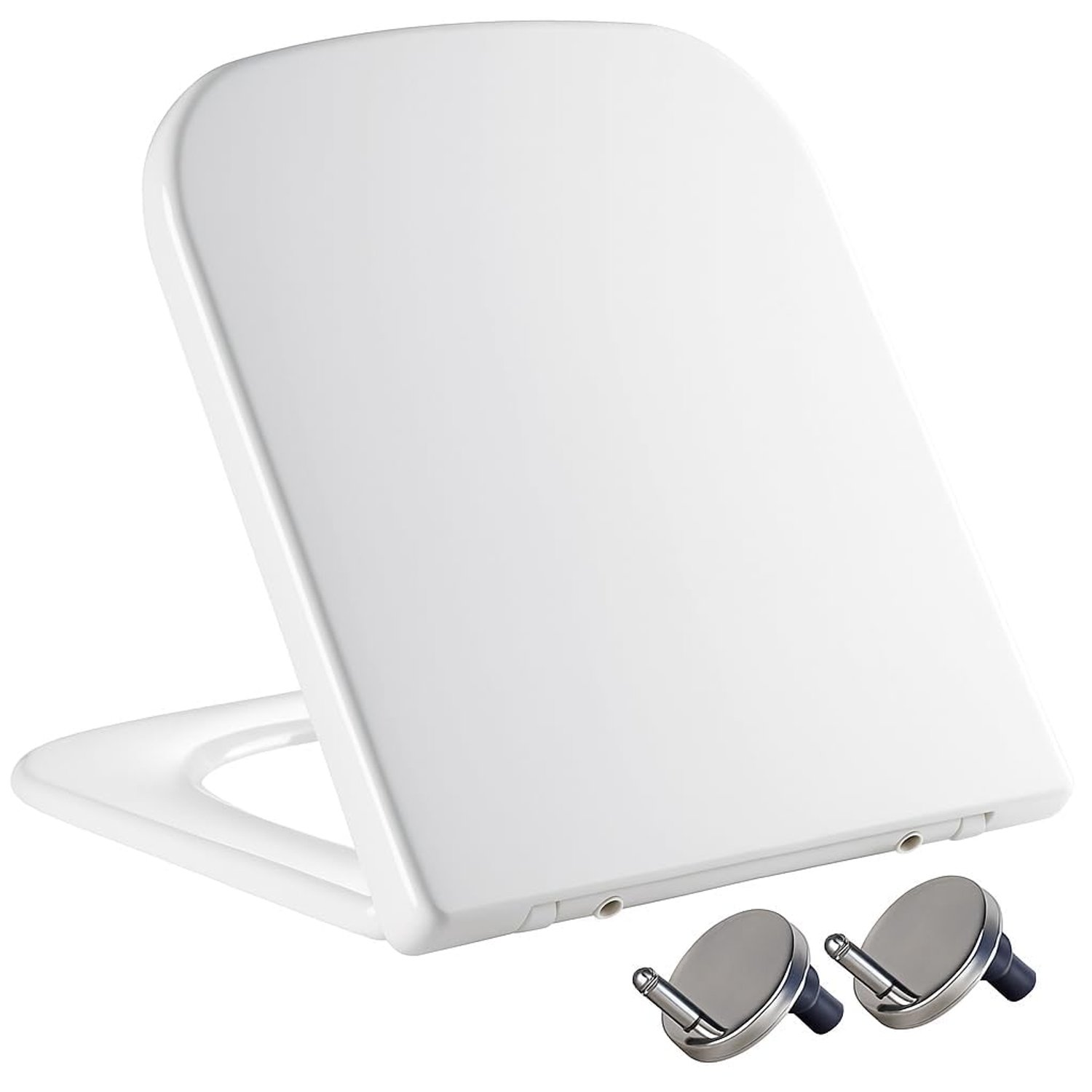 MASS DYNAMIC Square Toilet Seat – White Soft Close Loo Seat with Quick Release, Universal Fit for Square Toilet Pans, Top Fix Hinges, Easy Installation (40.0cm x 36cm) - Pakc of 8