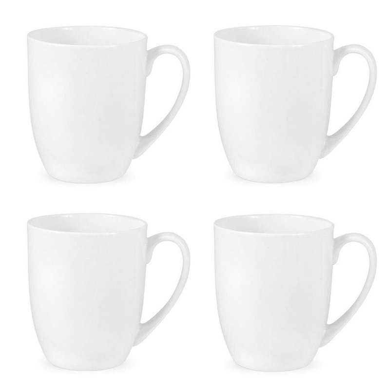 Royal Worcester x Serendipity Set of 4 Coffee Mugs - Bone China Whiet Mugs with Handle, White Cups for Hot Drinks, Practical and Stylish Addition to any Kitchen, 350ml