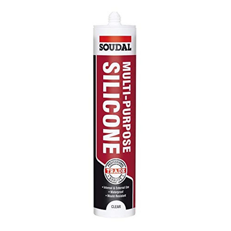 24 x Clear Soudal Trade Silicone Multi Purpose Construction Sealant Acetoxy with Fungicide