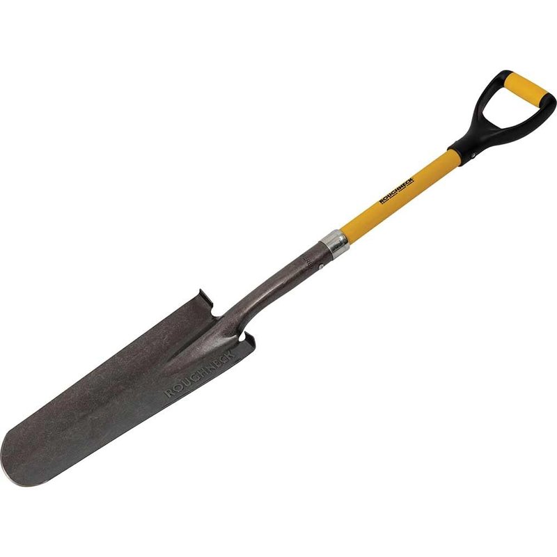 Roughneck Drainage & Post Hole Shovel - Carbon Steel Sharpened Blade, Fibreglass Handle & Double-Injected D-Grip for Drainage, Fencing, Utilities & Groundwork - 1070mm (42")