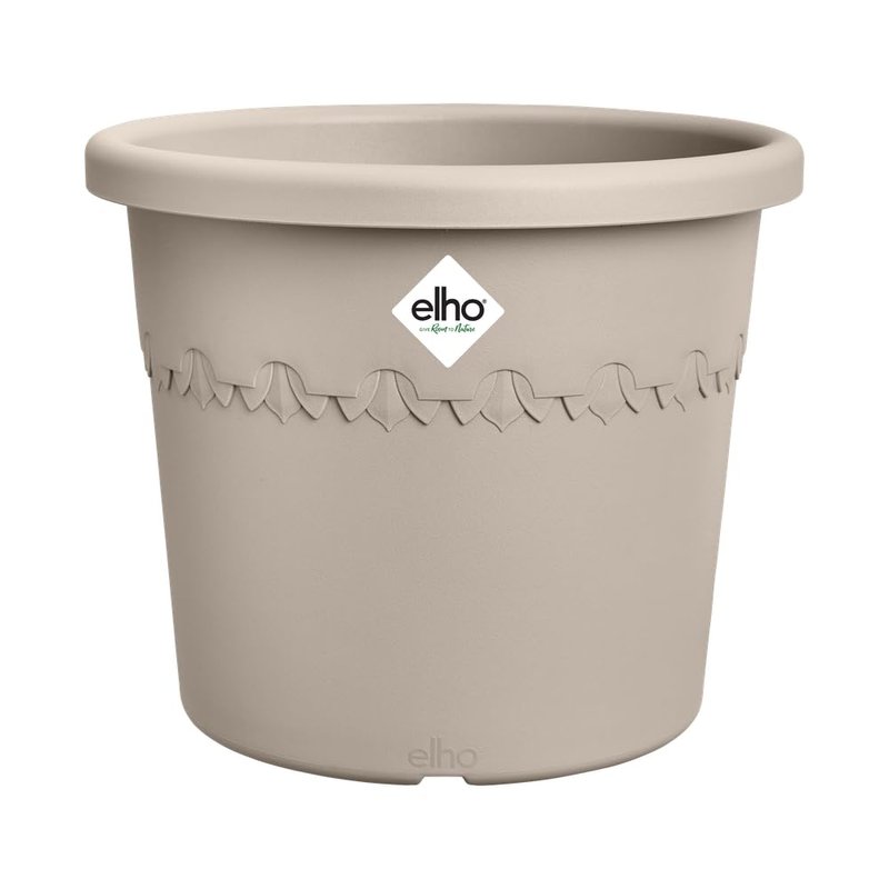 elho Algarve Cilindro Wheels 58cm - Large Plant Pot Outdoor - Planters - 100% Recycled Plastic - Ø 58.2 x H 48.8 cm - Beige/Mushroom Beige