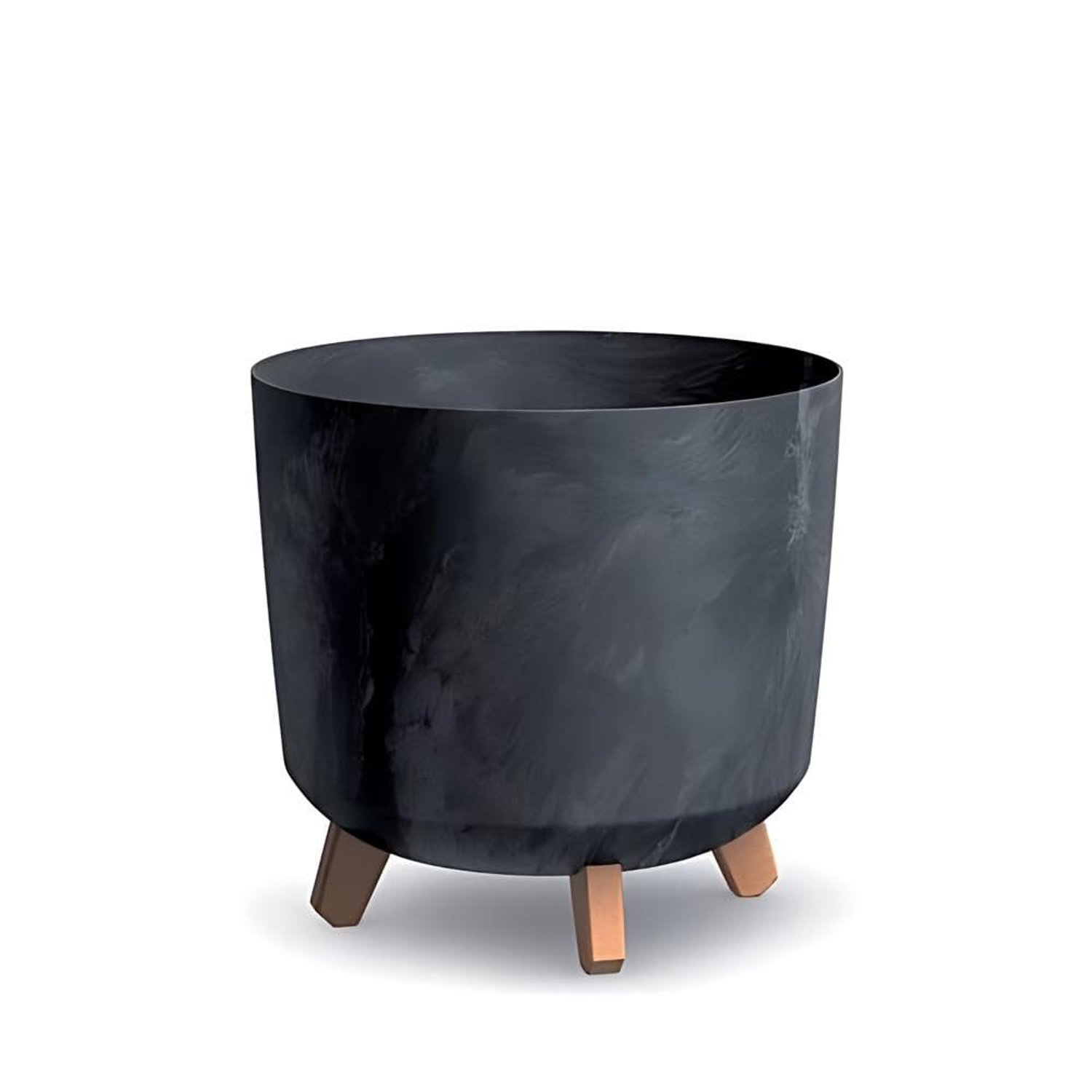 Gardening Naturally Indoor Plant Pot Zinnia Stylish and Durable Planter for Houseplants (Cylindrical Pot Diameter 29.8cm x Height Including Legs 28.5cm - Concrete Colour)