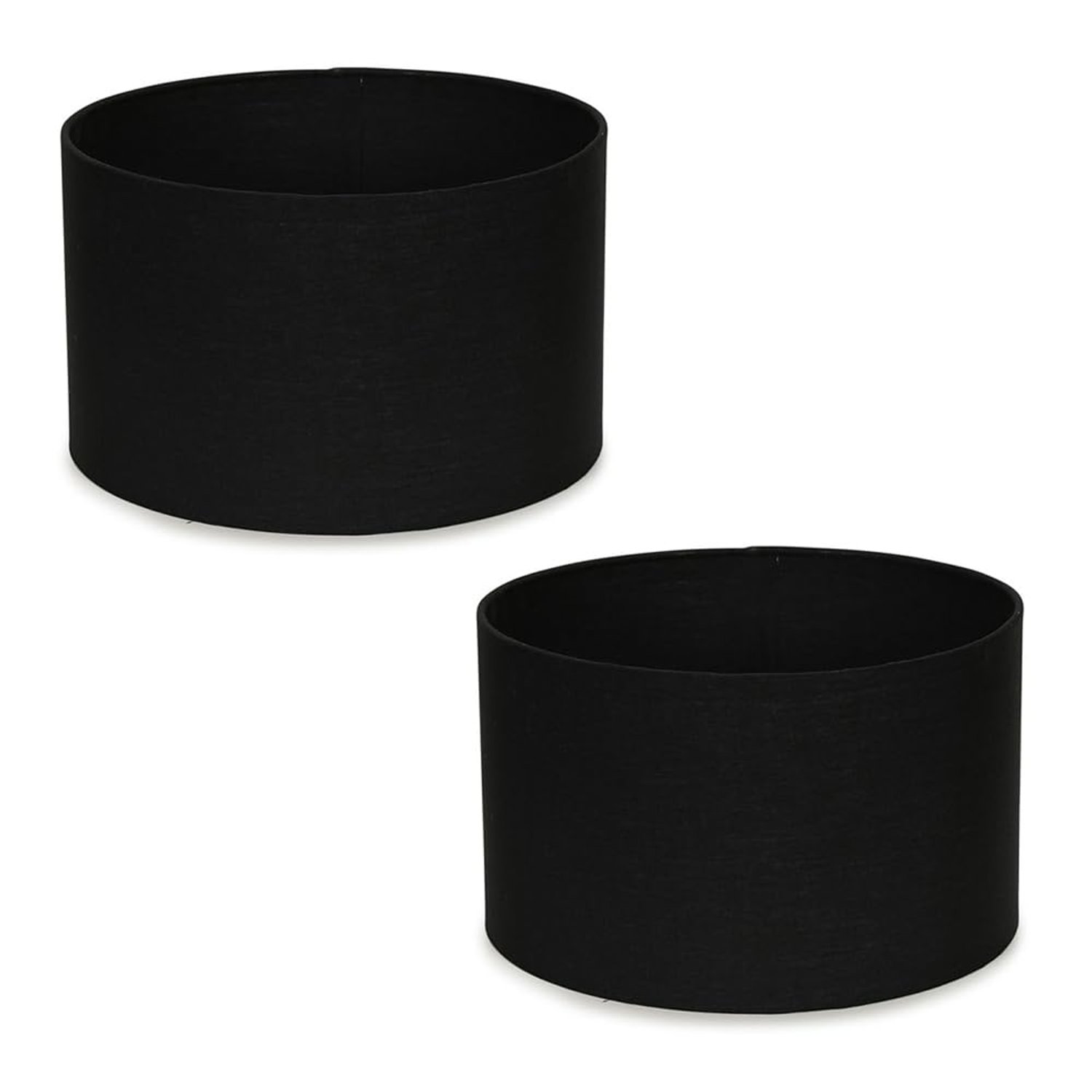 MiniSun | Modern Black Fabric Drum Light Shades | Lamp Shades, Home Décor & Improvement Essential | Set of 2 | 25cm Shade Width