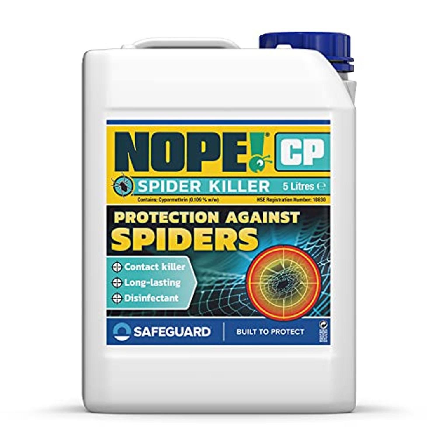 NOPE! Spider Killer Spray Repellent - Contact Killer. For all Types of Spiders. Residual Action, Odourless, Non-Staining for Indoor and Outdoor Use. 5 Litre