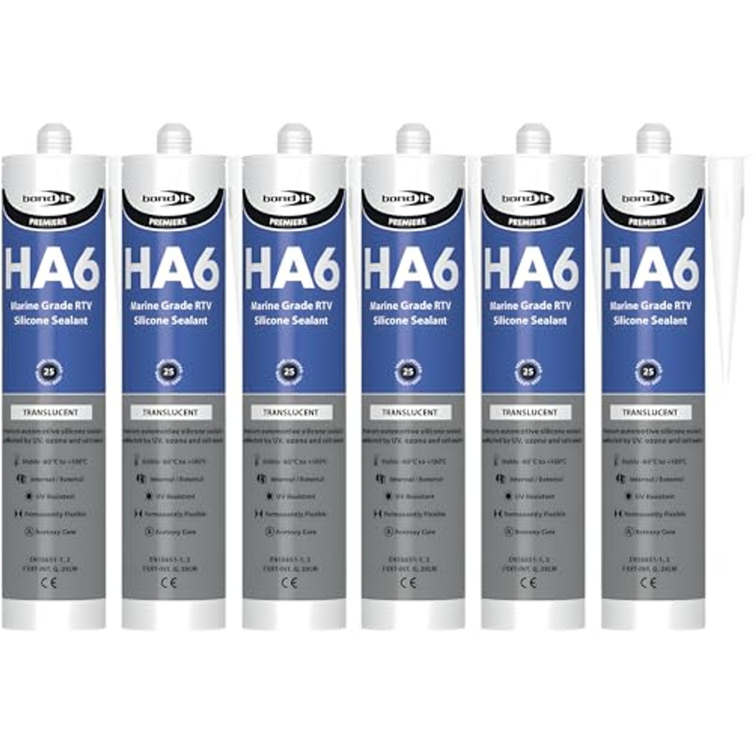 Bond It HA6 Clear Marine Grade Silicone Sealant 310ml (Pack of 6) – Aquarium Safe RTV Sealant for Fish Tanks, Ponds, Glass & Marine Applications