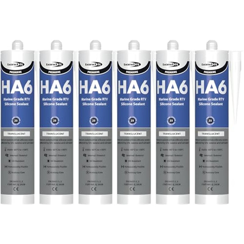 Bond It HA6 Clear Marine Grade Silicone Sealant 310ml (Pack of 6) – Aquarium Safe RTV Sealant for Fish Tanks, Ponds, Glass & Marine Applications